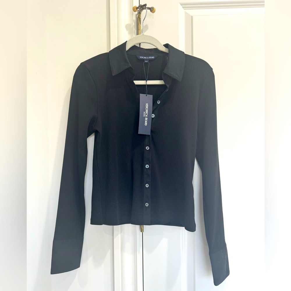 Veronica Beard Scottie Mixed Media Black Top
Size M, NWT